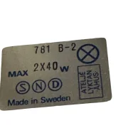 Original Ateljé Lyktan manufacturer label, model 781 B-2, Made in Sweden, on Simris table lamp base