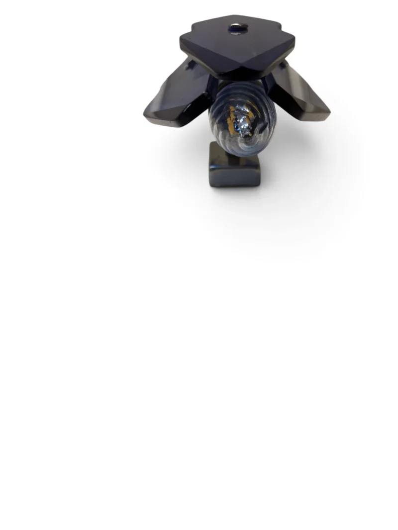 VECA blue glass wall sconce showing the square nickel-plated wall mount bracket