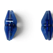 Pair of VECA glass wall sconces side by side, view of both blue sconces