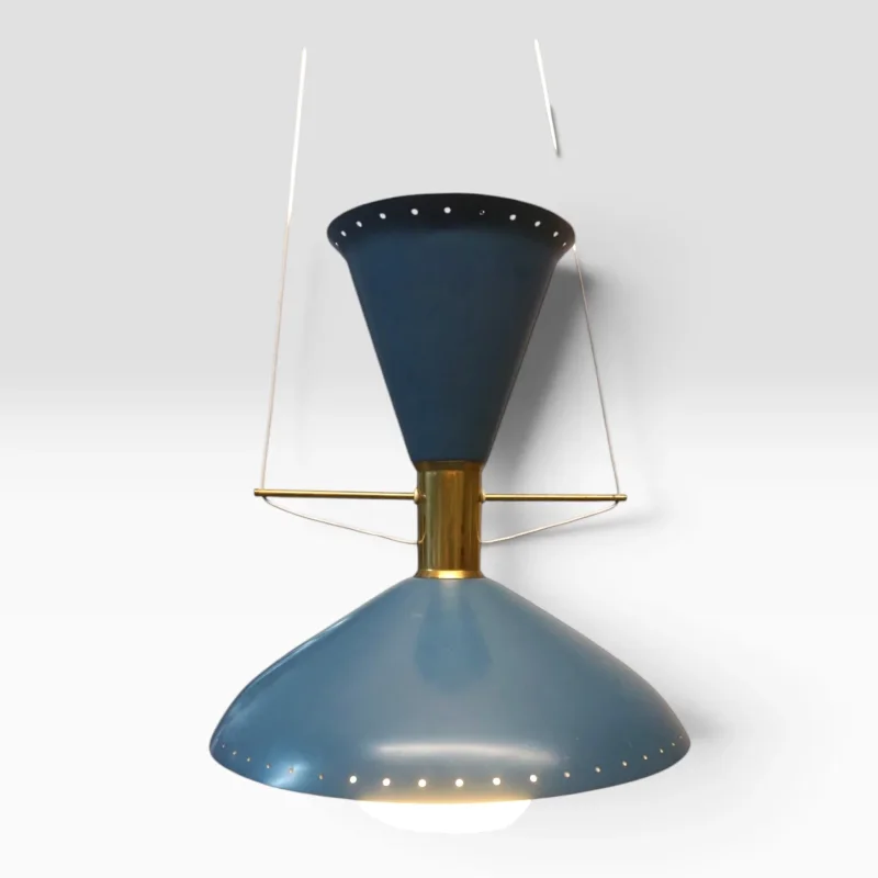 Blue Diabolo Pendant Lamp, Attributed to BAG Turgi, 1950s
