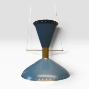 Blue Diabolo Pendant Lamp, Attributed to BAG Turgi, 1950s