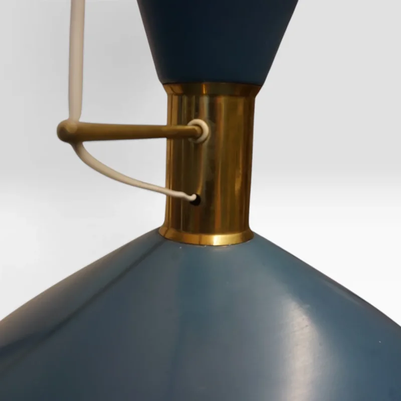 Blue Diabolo Pendant Lamp, Attributed to BAG Turgi, 1950s