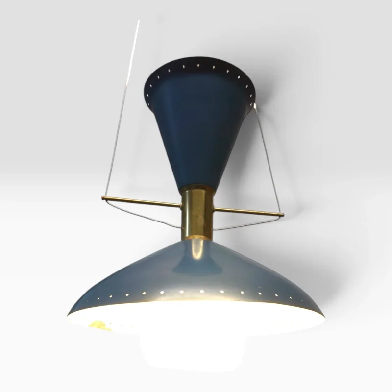 Blue Diabolo Pendant Lamp, Attributed to BAG Turgi, 1950s