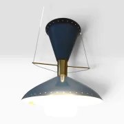Blue Diabolo Pendant Lamp, Attributed to BAG Turgi, 1950s