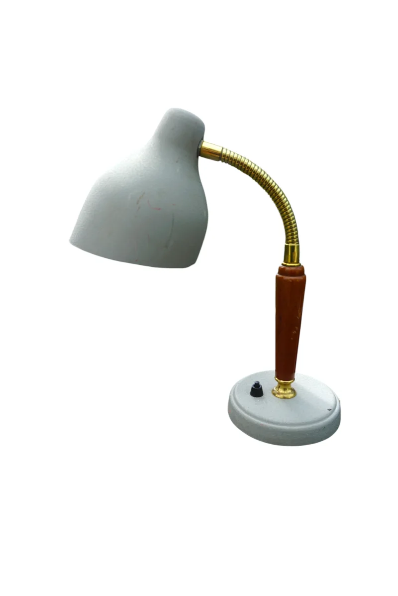 OS Nässjö Schreibtischleuchte 1950er, Teak und Messing, Scandinavian Modern