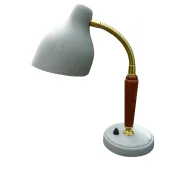 OS Nässjö Schreibtischleuchte 1950er, Teak und Messing, Scandinavian Modern