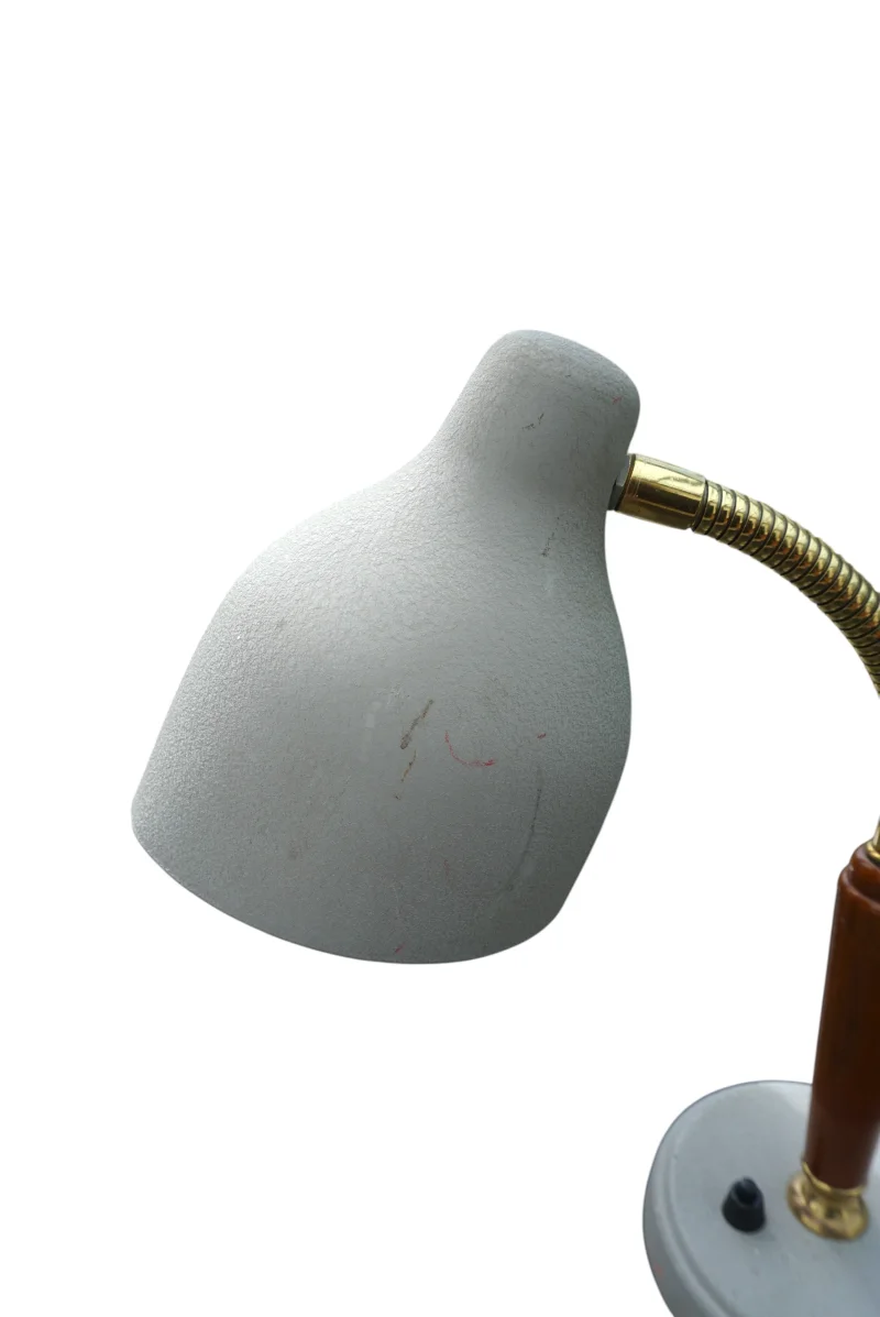 Hammerschlaglack-Schirm EOS Nässjö Tischleuchte, Grau, organische Form 1950er