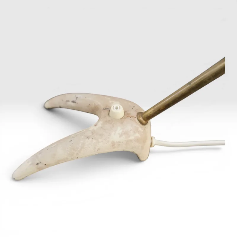 Top view of EWA Värnamo B52 Crow Foot cast metal base with rotary switch and brass mounting, Sweden 1950s