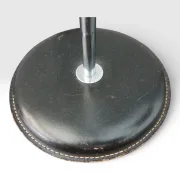 Top view of the Ateljé Lyktan 781B leather base showing saddle stitching and age-related surface wear