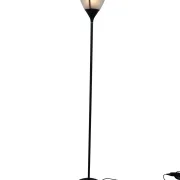 Arteluce Corolle Floor Lamp Ezio Didone Frosted Opal Glass Shade Black Lacquered Stem Milan Italy Postmodern Project Restoration Vintage 1990
