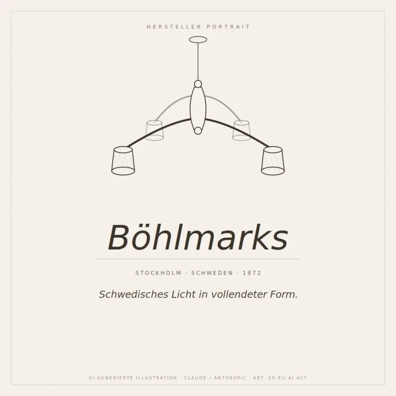 Line drawing of a Böhlmarks Swedish Grace chandelier, manufacturer portrait illustration, Stockholm, Sweden 1872