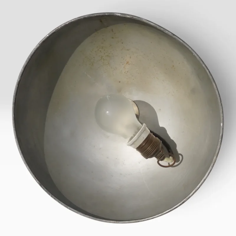 View into the metal dome shade of the Hala Zeist model 144 desk lamp showing the bulb and socket