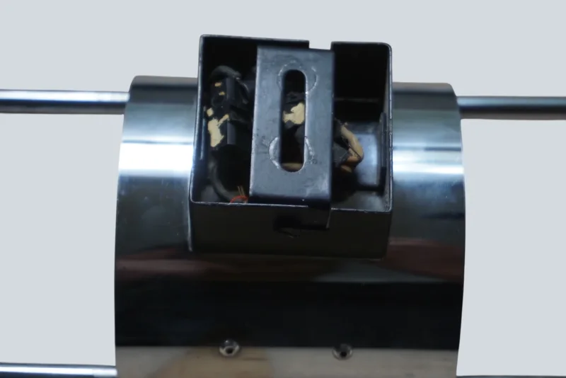 Rear view of the Cosack 4166 wall sconce showing the chrome mounting housing, screws and internal wiring bracket