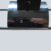 Angled view of the chrome mounting housing and wiring compartment on a Cosack model 4166 wall sconce