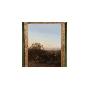 Ferdinand Marohn Signed Antique Oil Painting, Rural Harvest Scene, 19th Century