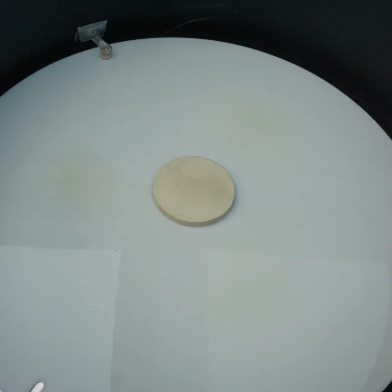 Top view into the Foscarini Twiggy Tavolo XL showing the round white diffuser and shade clips