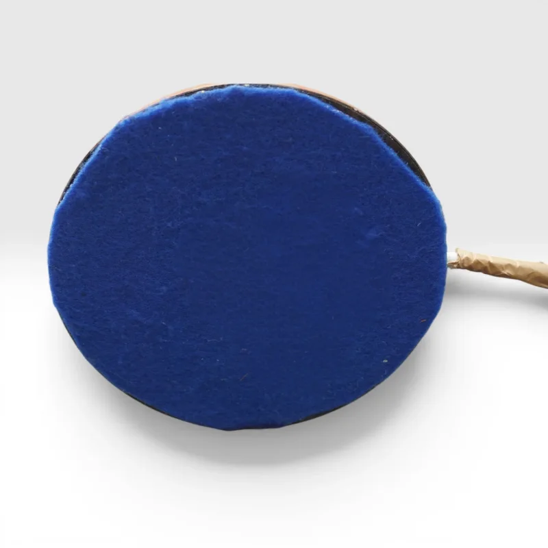 Underside of Philips Junior base with original blue felt pad intact, confirming Netherlands manufacture, 1950s