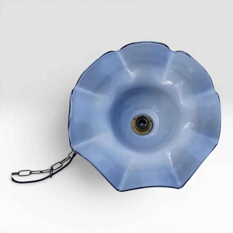 AV Mazzega – Pendelleuchte „Fazzoletto", Murano Glas Schwarz/Gold, attr. Carlo Nason, Italien 1970er