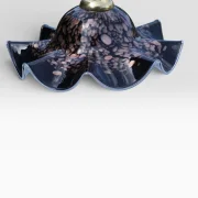 AV Mazzega – Pendelleuchte „Fazzoletto", Murano Glas Schwarz/Gold, attr. Carlo Nason, Italien 1970er
