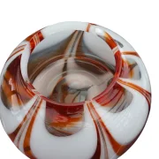 Monumentale Murano-Tischleuchte Carlo Nason für AV Mazzega – Swirl-Glasschirm & Chromsockel, Italien 1970er Jahre