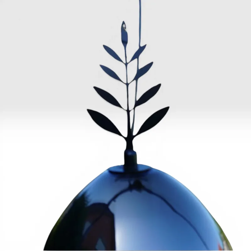 anopy and suspension detail of De Lucchi Festa pendant, transition from canopy to branch crown and mirror dome, Produzione Privata 1990s