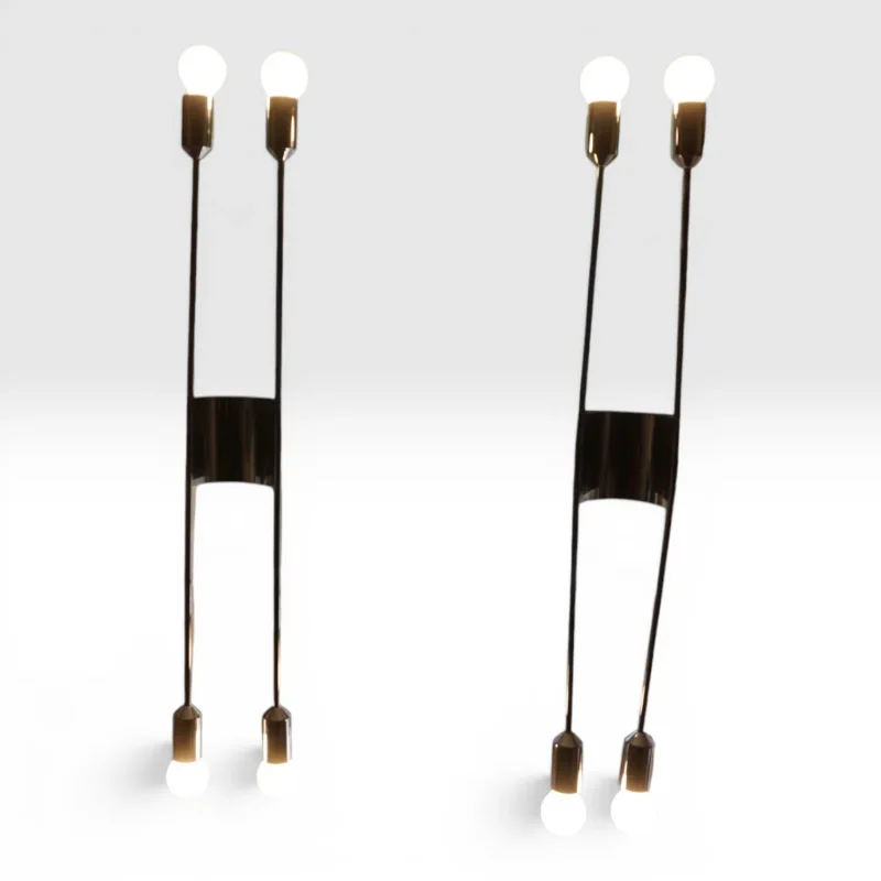 Pair of Gebrüder Cosack model 4166/02 chrome wall sconces lit, four arms up and down, 1960s Germany