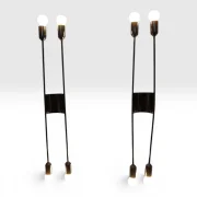 Full length view of single Gebrüder Cosack 4166/02 chrome wall sconce, H.W. Egger, 1960s