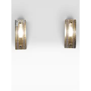 Model 8971 Vintage German Ice Glass Wall Sconce Pair