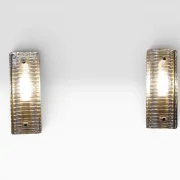 Hillebrand Model 8971 Vintage German Ice Glass Wall Sconce Pair