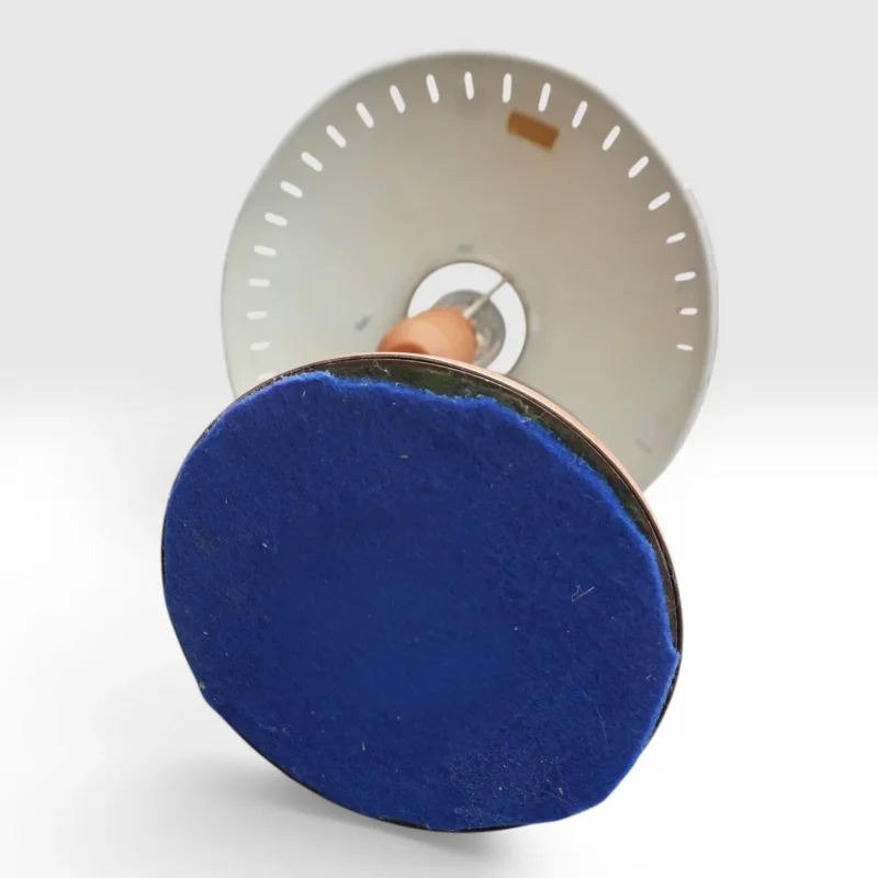 Philips Junior base with original blue felt underside pad alongside grey shade interior, Netherlands 1950s