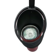 Ateljé Lyktan Skarabé interior of salmon lamp head showing GU10 halogen socket and reflector mechanism, detail view