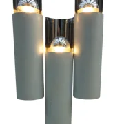 Stilnovo 2701 Wall Light 3 Light Tubular Design White Lacquered Metal Chrome Half Pipe Reflector Space Age Italian Vintage 1970s
