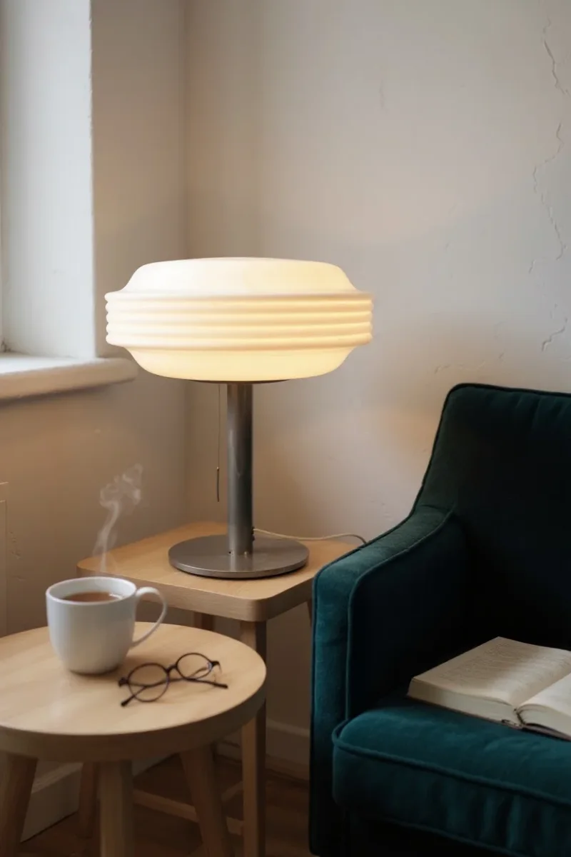 Temde Space Age Table Lamp — Opal White Glass