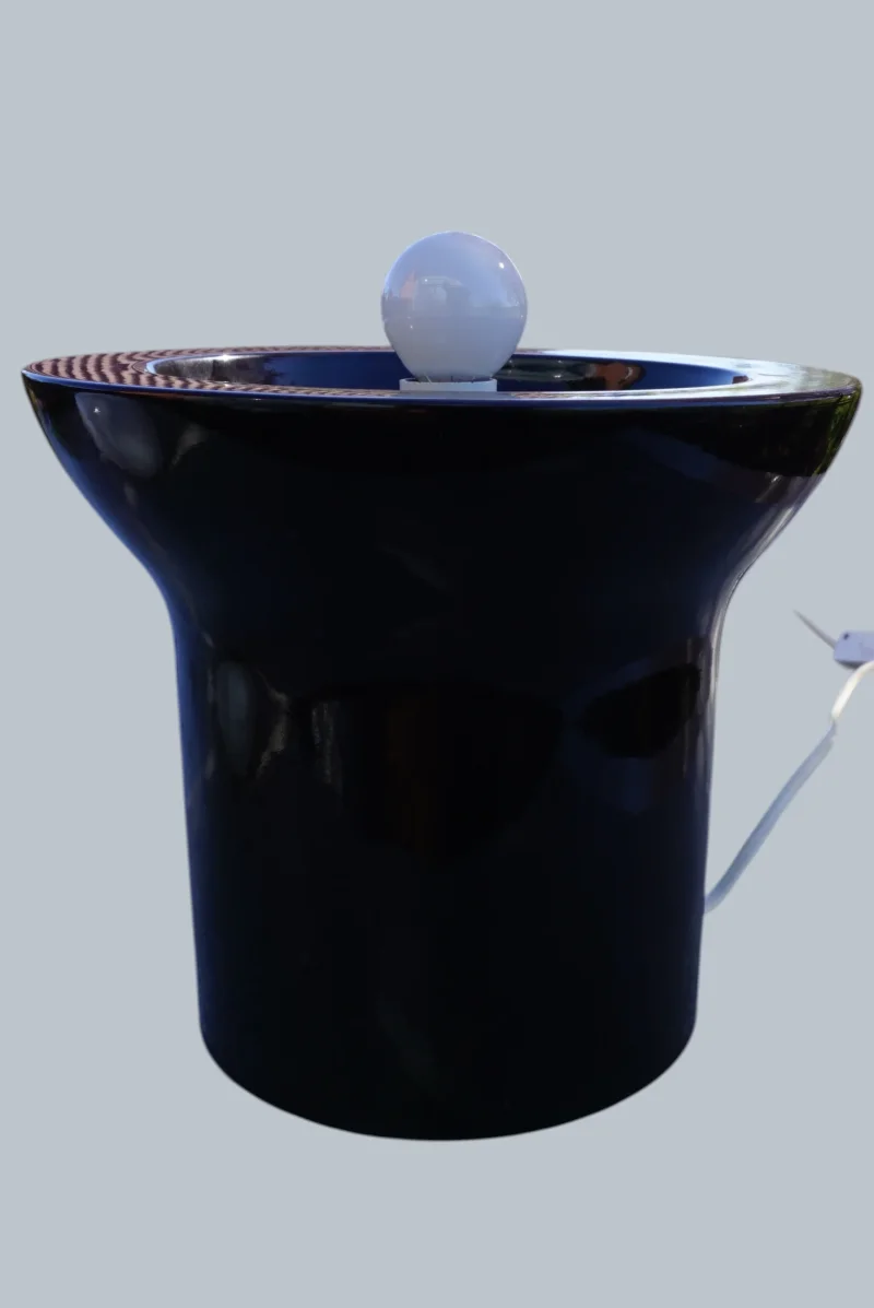 Seitenansicht Keramik-Tischleuchte Sarpaneva Rosenthal 1970er schwarz