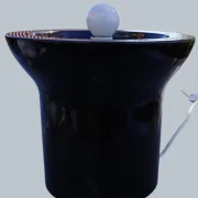 Seitenansicht Keramik-Tischleuchte Sarpaneva Rosenthal 1970er schwarz