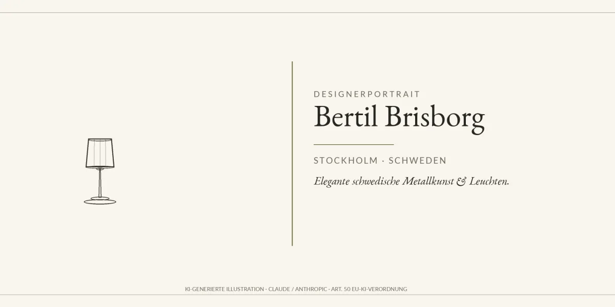 Banner mit Lampen-Icon und Schriftzug Bertil Brisborg, Unterzeile Nordiska Kompaniet &middot; Schweden