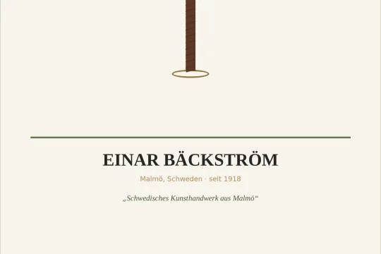 Quadratische Markenkarte Einar B&auml;ckstr&ouml;m mit Illustration der Modell-5014-Leuchte
