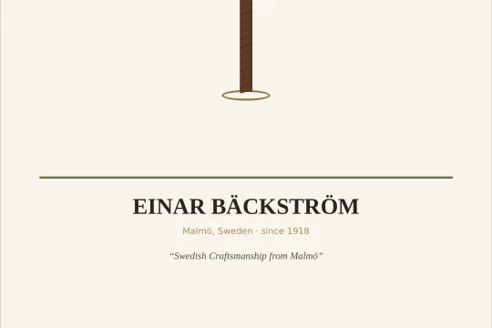 Square brand card for Einar B&auml;ckstr&ouml;m with an illustration of the model 5014 lamp